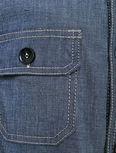 Синяя джинсовая рубашка PAOLO PECORA - 1011419970043 - Фото 4