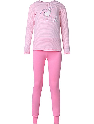 Розовая хлопковая пижама с лошадкой Sanetta - 0212609881403 - Фото 1