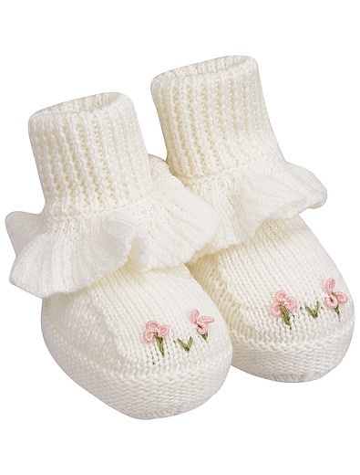 Носки-пинетки из шерсти с вышивкой Baby T - 1534509280261 - Фото 1
