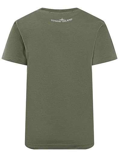 Зеленая хлопковая футболка с принтом Stone Island - 1134519187453 - Фото 2