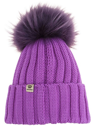 Фиолетовая шапка с помпоном Regina - 1354509280968 - Фото 3