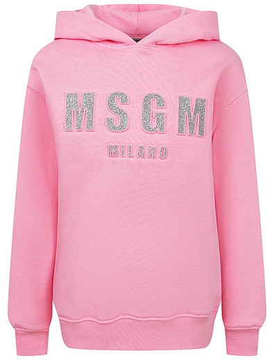 Розовое худи с блестящим логотипом MSGM - 0094509180561 - Фото 1