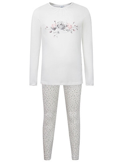Пижама из лонгслива и брюк с цветочным принтом Sanetta - 0212109980200 - Фото 1
