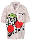 Блуза в разноцветную полоску с вишнями - 1034509373494