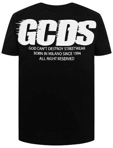 Чёрная футболка с контрастным логотипом GCDS mini - 1134519171612 - Фото 4