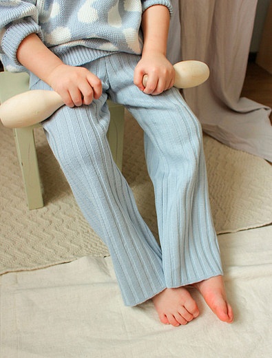 Хлопковые брюки небесно-голубого цвета LOOM - 1084509272174 - Фото 4