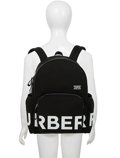 Черный рюкзак с крупным логотипом Burberry - 1504528180330 - Фото 3