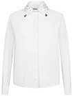 Белая блуза с декором на воротнике - 1034509386043