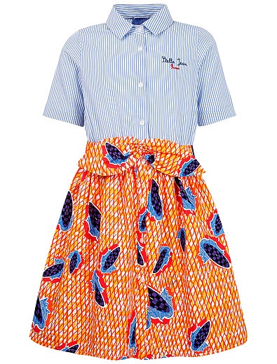 Хлопковое платье с имитацией рубашки и юбки STELLA JEAN - 1053009070191 - Фото 1