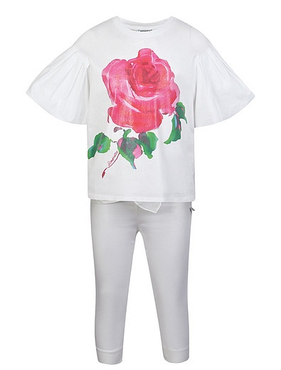 Комплект из брюк и футболки с пышными рукавами Simonetta - 3021209970458 - Фото 1