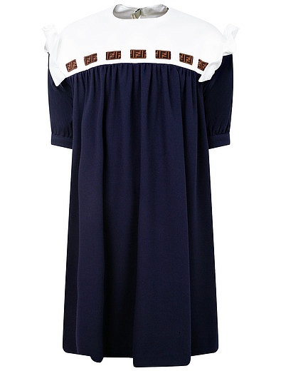 синее Платье с белым воротом и вставками логотипа Fendi - 1051409980478 - Фото 1