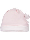 Розовая хлопковая шапка с шелковым цветком - 1352609880057