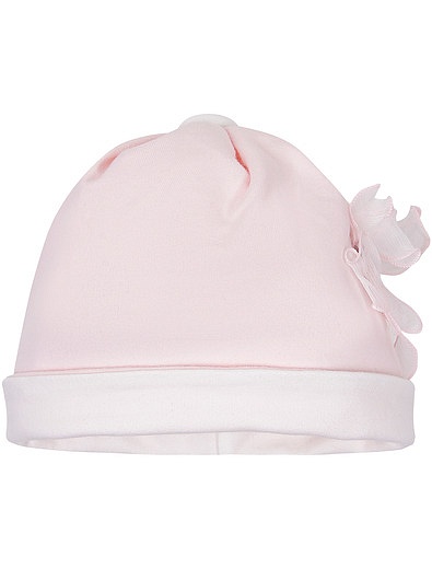Розовая хлопковая шапка с шелковым цветком Aletta - 1352609880057 - Фото 1