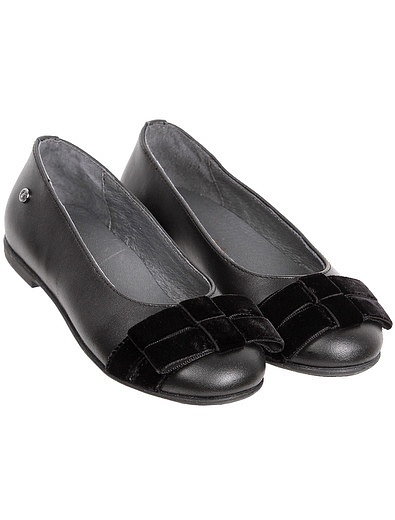 Черные туфли с бархатными бантами Naturino - 2011109980221 - Фото 1