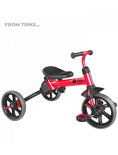 Красный беговел-велосипед 4 в 1 YVelo Flippa YVolution - 5414529170055 - Фото 5