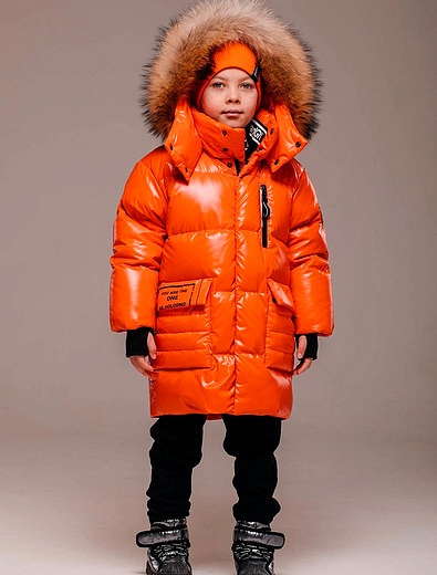 Оранжевая куртка с отделкой из натурального меха G'N'K - 1074519282652 - Фото 2
