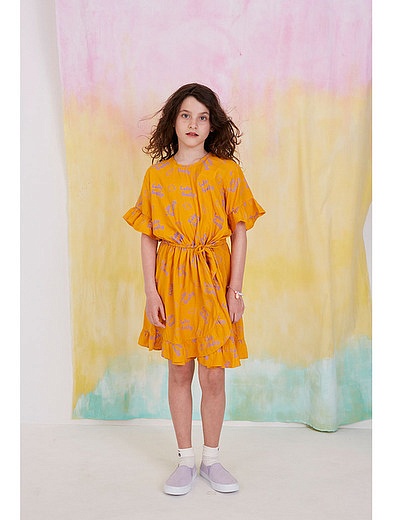 Оранжевое платье из вискозы с текстовым принтом Soft Gallery - 1052409971831 - Фото 2