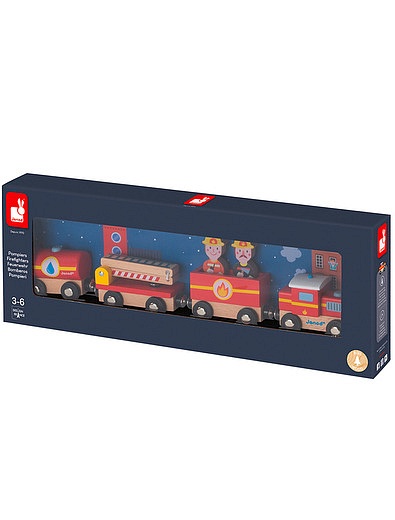 Поезд на магнитах "Пожарные" с деревянными фигурками JANOD - 7134529272624 - Фото 2