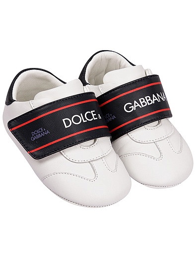 Пинетки с логотипом на липучке Dolce & Gabbana - 2174509180124 - Фото 1