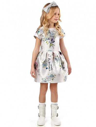 Платье с юбкой-колокол и крупным цветочным принтом Simonetta - 1052509680121 - Фото 2