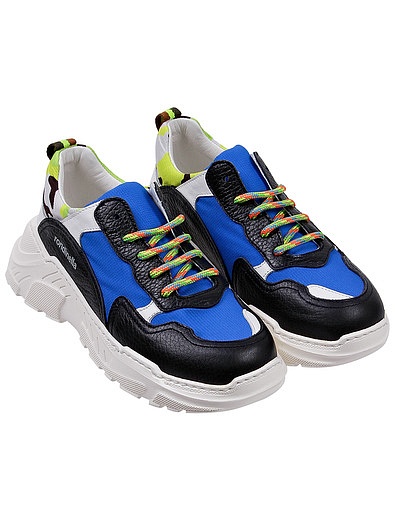 Кожаные кроссовки с разноцветными шнурками RONDINELLA - 2101419070047 - Фото 1