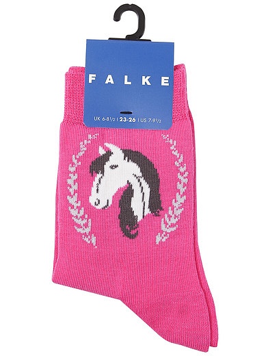 Носки розовые с рисунком лошади FALKE - 1532609970556 - Фото 1