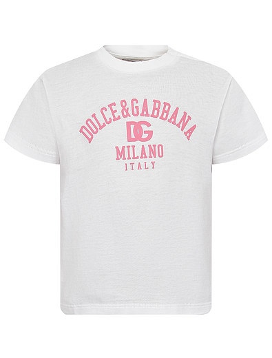 Футболка с розовым логотипом Dolce & Gabbana - 1134509372937 - Фото 1