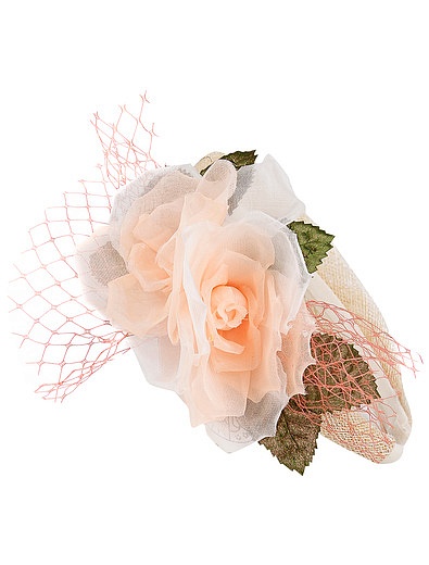 Кремовый ободок с розой и лепестками из шелка ABEL & LULA - 5144508070785 - Фото 1