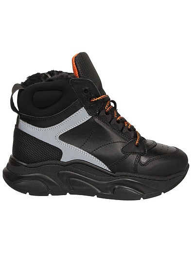 Черные высокие кроссовки с оранжевыми шнурками Morelli - 2104519180975 - Фото 2
