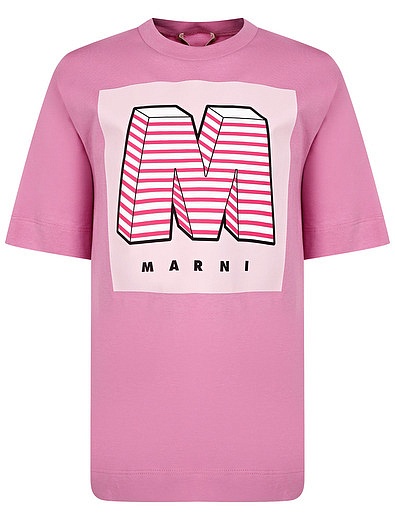 розовая Футболка с принтом логотипа Marni - 1134509279144 - Фото 1