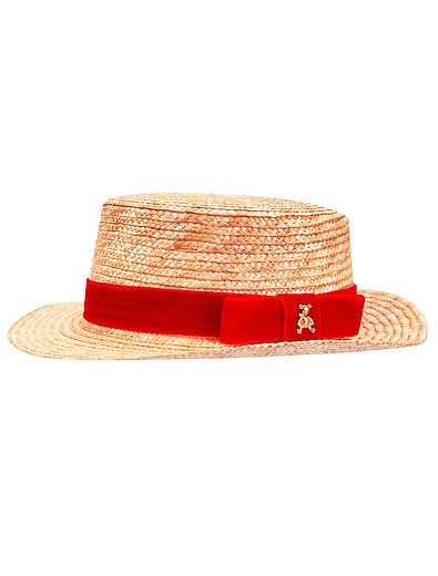 Шляпа-Kанотье с красной бархатной лентой Dava Baby - 1174500370075 - Фото 1