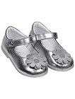 Серебристые туфли с цветочком - 2014509170018