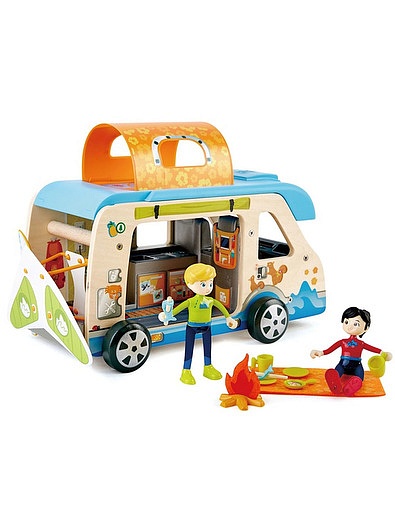 Деревянный кукольный домик "Фургон для приключений", с аксессуарами 20 предметов, 2 куклами в наборе, для кукол 15 см Hape - 7134529273485 - Фото 1