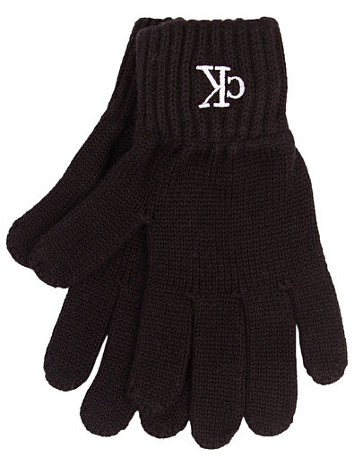 Черные перчатки с вышитым логотипом CALVIN KLEIN JEANS - 1194529181063 - Фото 1