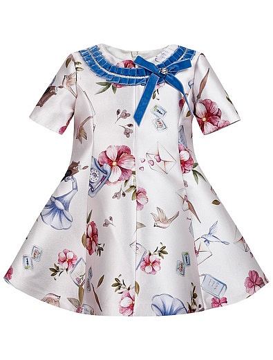 Кремовое платье с флористическим принтом Baby A - 1054709181811 - Фото 1