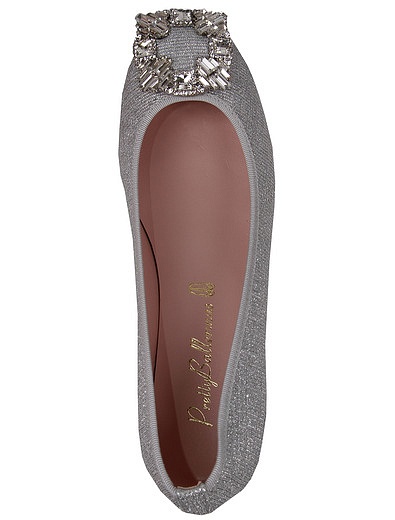 Серебряные текстилььные туфли с кристаллами PRETTY BALLERINAS - 2014209070113 - Фото 4