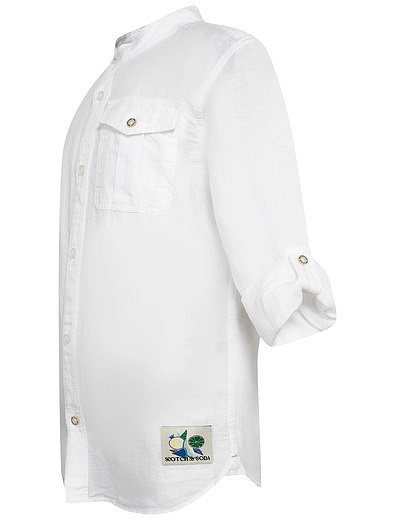 Белая рубашка из хлопка и льна SCOTCH & SODA - 1014519371154 - Фото 2