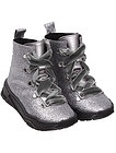Серые ботинки с бархатными шнурками - 2034209980069
