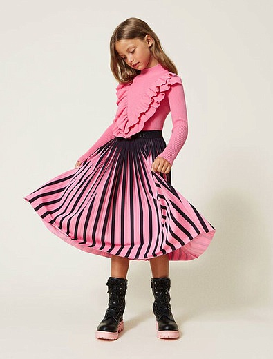 Чёрно-розовая юбка плиссе TWINSET - 1044509282849 - Фото 2