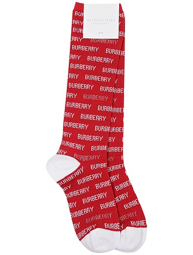 Красные носки с принтом логотипа Burberry - 1531319880025 - Фото 1