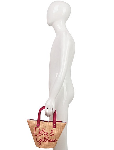 Соломенная сумка с вышивкой логотипа Dolce & Gabbana - 1204508070650 - Фото 3