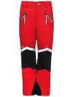 Красные утепленные брюки с контрастными полосками - 1601319980169
