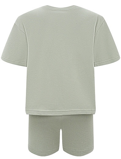 Оливковый комплект из футболки и шорт МиниЛуна - 3024500280172 - Фото 2