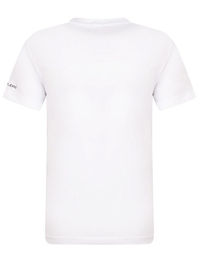 Белая футболка с крупным логотипм CALVIN KLEIN JEANS - 1134529182479 - Фото 2