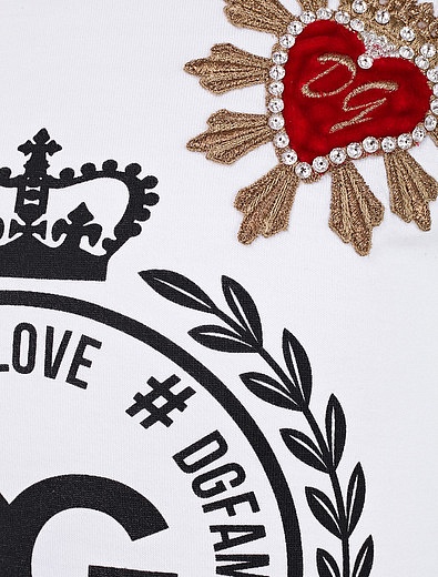 Футболка с принтом логотипа короны и сердце Dolce & Gabbana - 1131209970135 - Фото 3