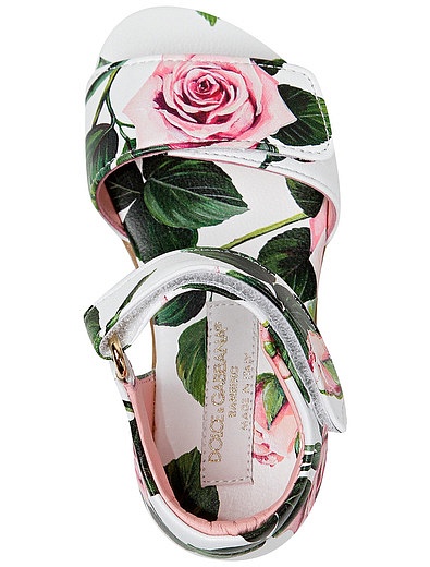 Босоножки из кожи с принтом тропические розы Dolce & Gabbana - 2164509071607 - Фото 4