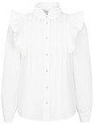 Белая блуза с оборками и трикотажной спинкой - 1034509281126