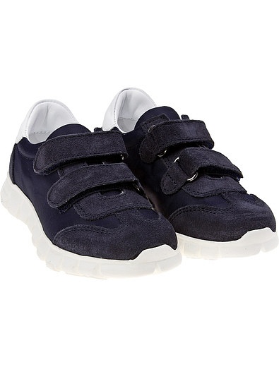 Темно-синие замшевые кроссовки на липучках Cherie - 2100419770155 - Фото 1