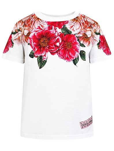 Хлопковая футболка с цветочным принтом Dolce & Gabbana - 1134509170434 - Фото 1
