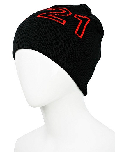 Чёрная шапка с контрастным логотипом №21 kids - 1354528180010 - Фото 3